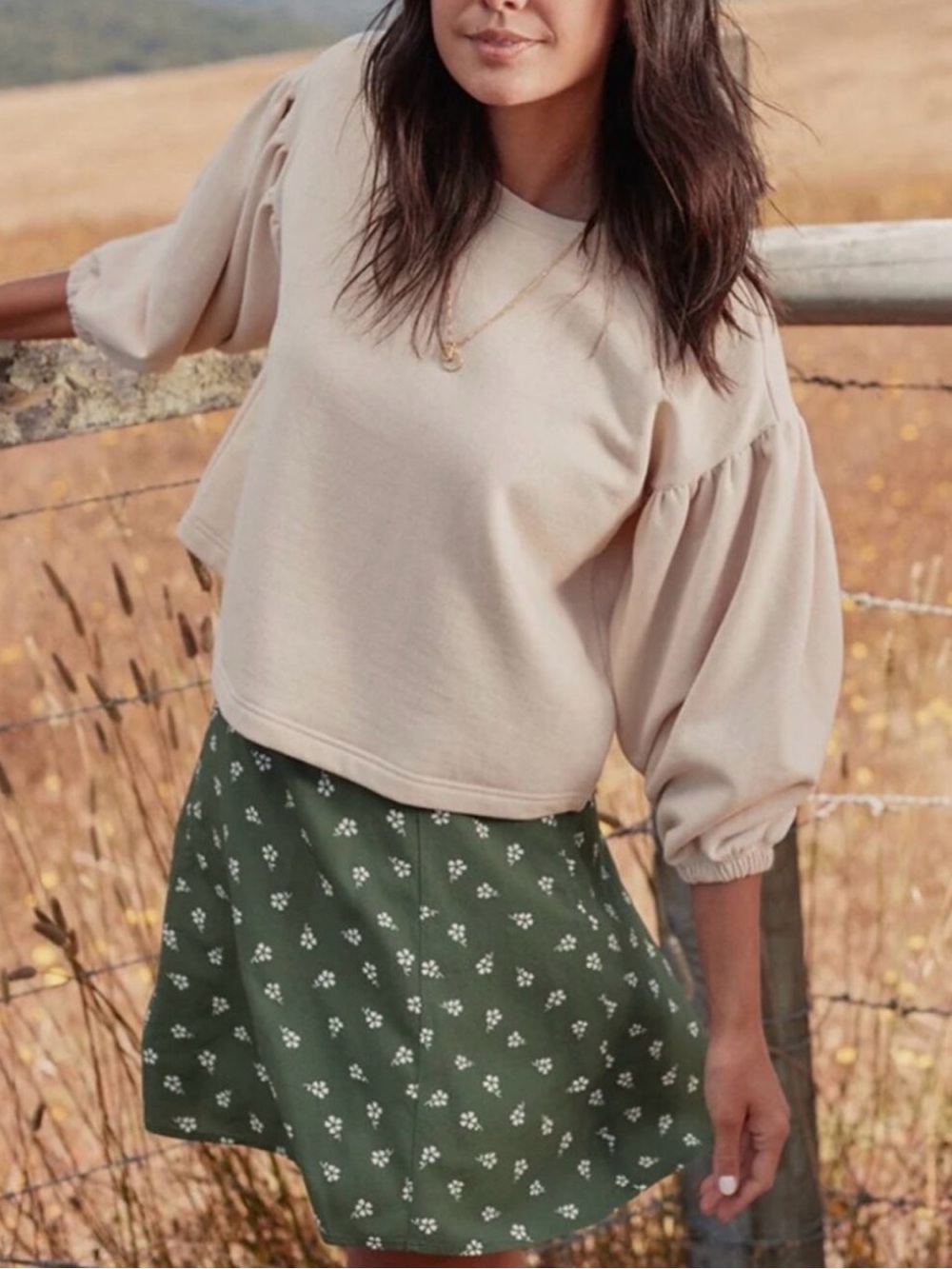 Marine Layer Women’s Cream Balloon-Sleeve Sweatshirt